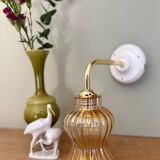 Vintage tulip angled wall light in amber glass