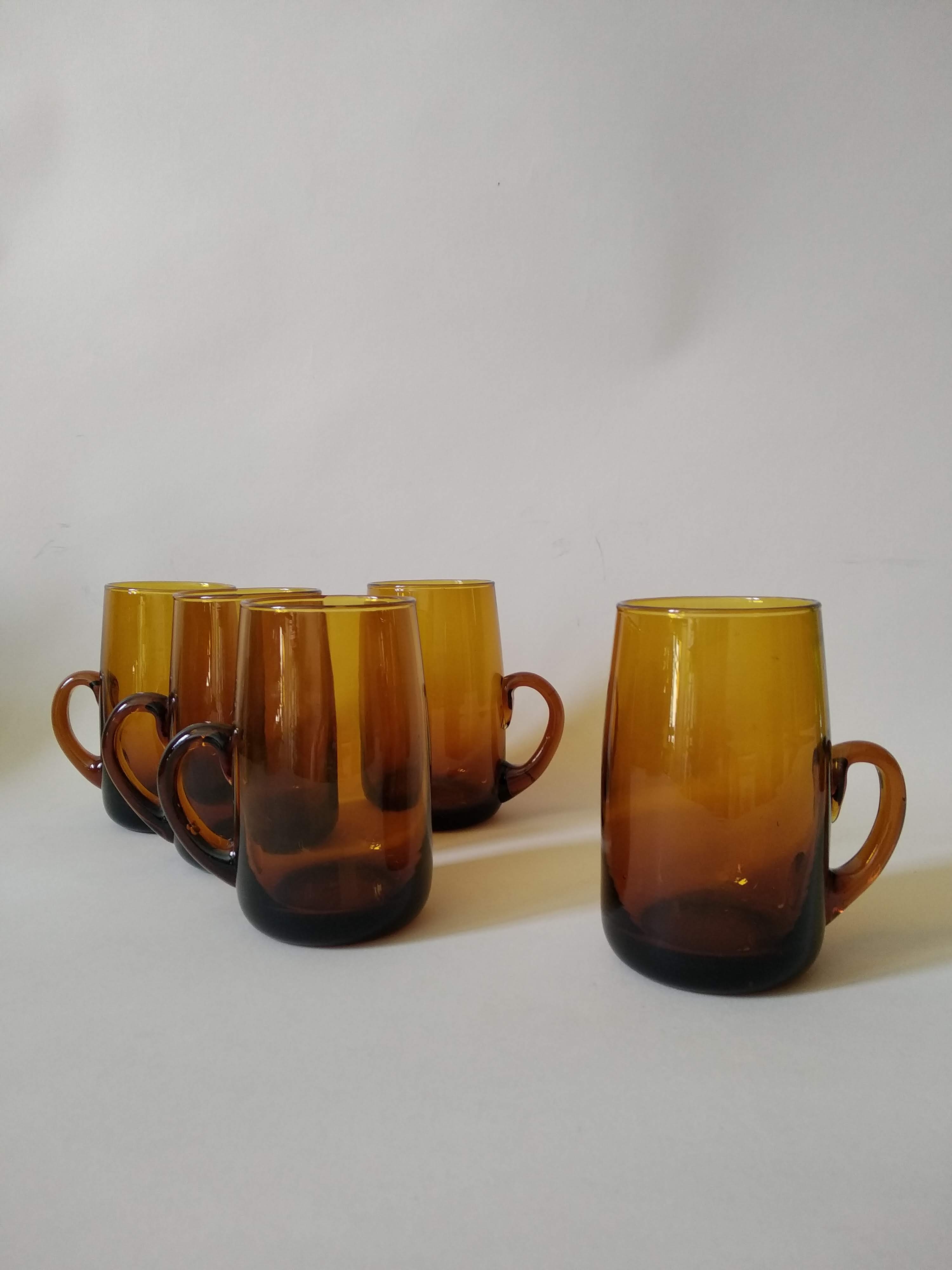 Pitcher and glasses in blown glass vintage 60s