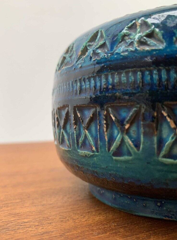 Vintage Italian Ashtray Rimini Blue in Ceramic by Aldo Londi for Bitossi