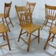 Set of 6 Antique Rustic Wooden Dining Chairs 1900