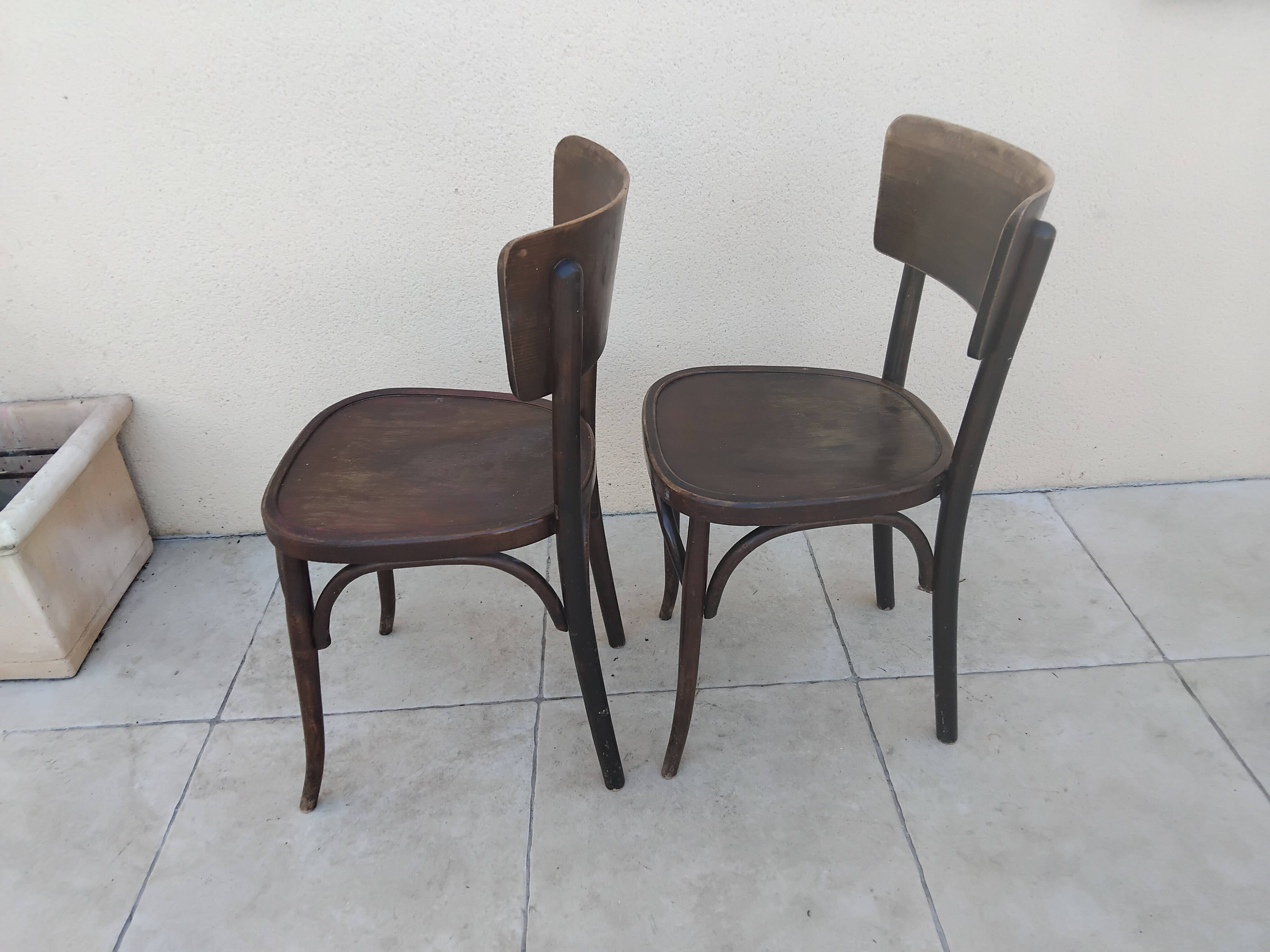 2 chaises de bistrot EM JEAN PROUVE vintage année 50