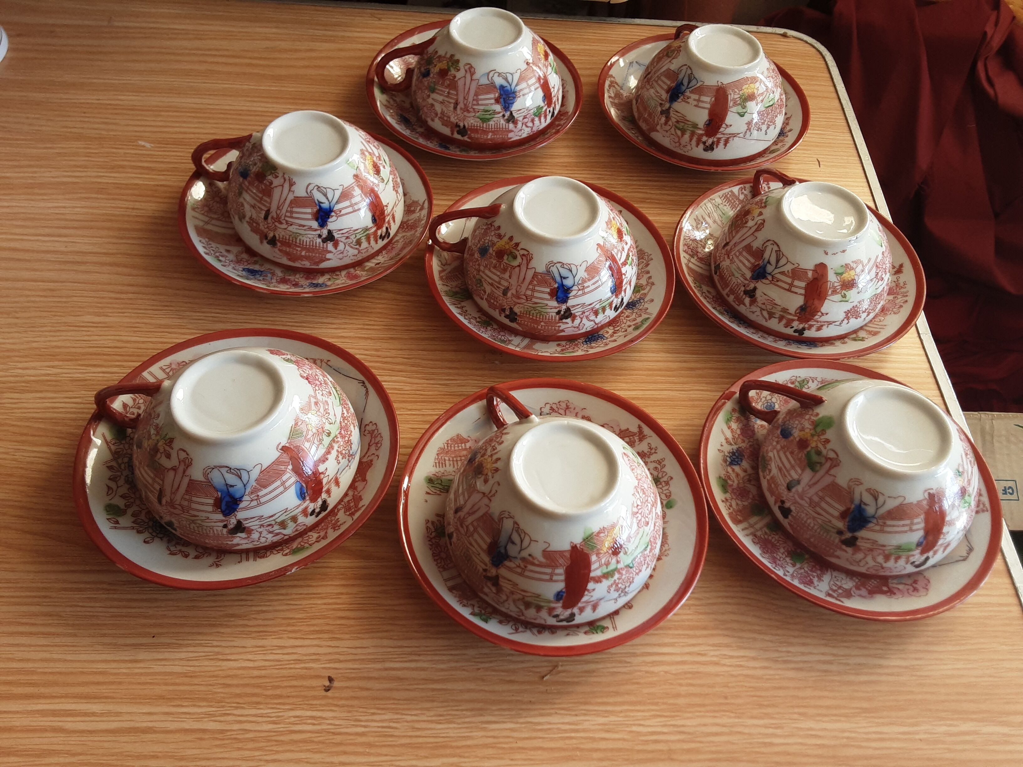8 cups and under cups asian porcelain geisha