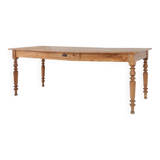 Wabi sabi style French dinner table in elm wood with drawer, ca. 1850