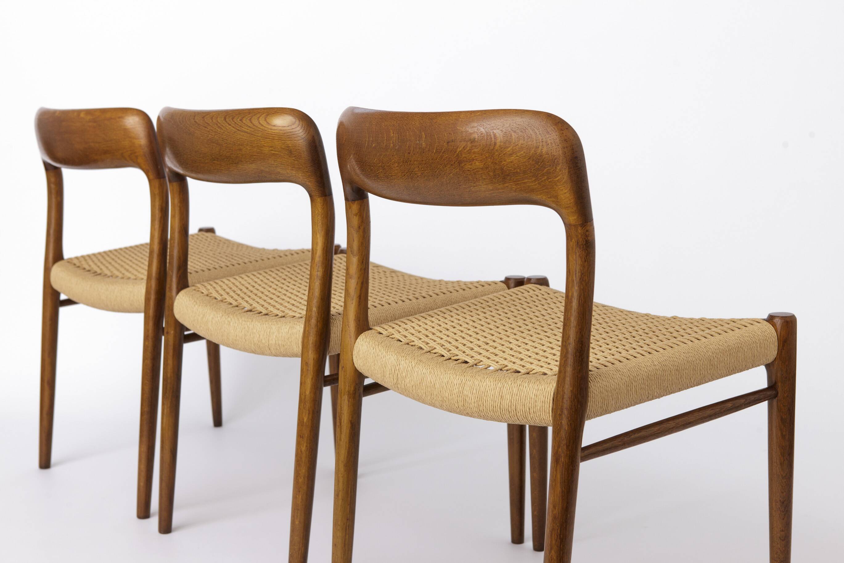 Set of 6 Niels Otto Møller Model 75 Chairs – Oak, 1950s, Refurbished