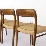 Set of 6 Niels Otto Møller Model 75 Chairs – Oak, 1950s, Refurbished