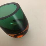 Multi-Color Heavy Two Color Murano Glass Sommerso Object Vase Bowl, Italy, 1970s