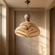 Italian art glass pendant lamp orange & white hand-blown chandelier, 1970s