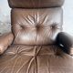 Vintage Scandinavian swivel lounge chair in leather, 1970s