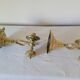 Duo of brass balance wall candle holders