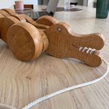 Wooden pull-along crocodile