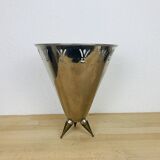 80s design chrome and brass ice bucket