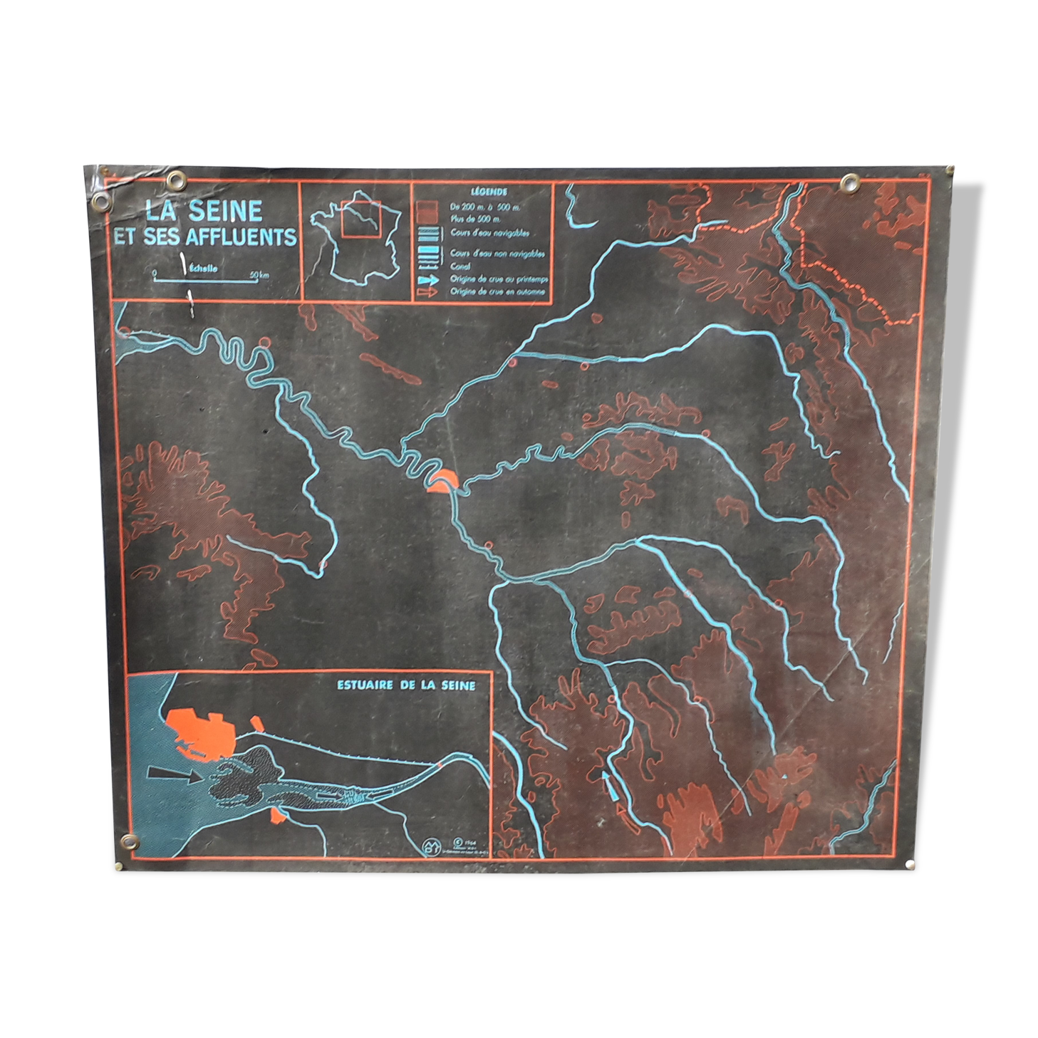 school poster mdi 1964 the seine and its tributaries /coast of France