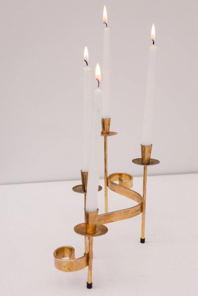Mid-century modern metal candlesticks by Gunnar Ander for Ystad-Metall, Sweden, 1960s
