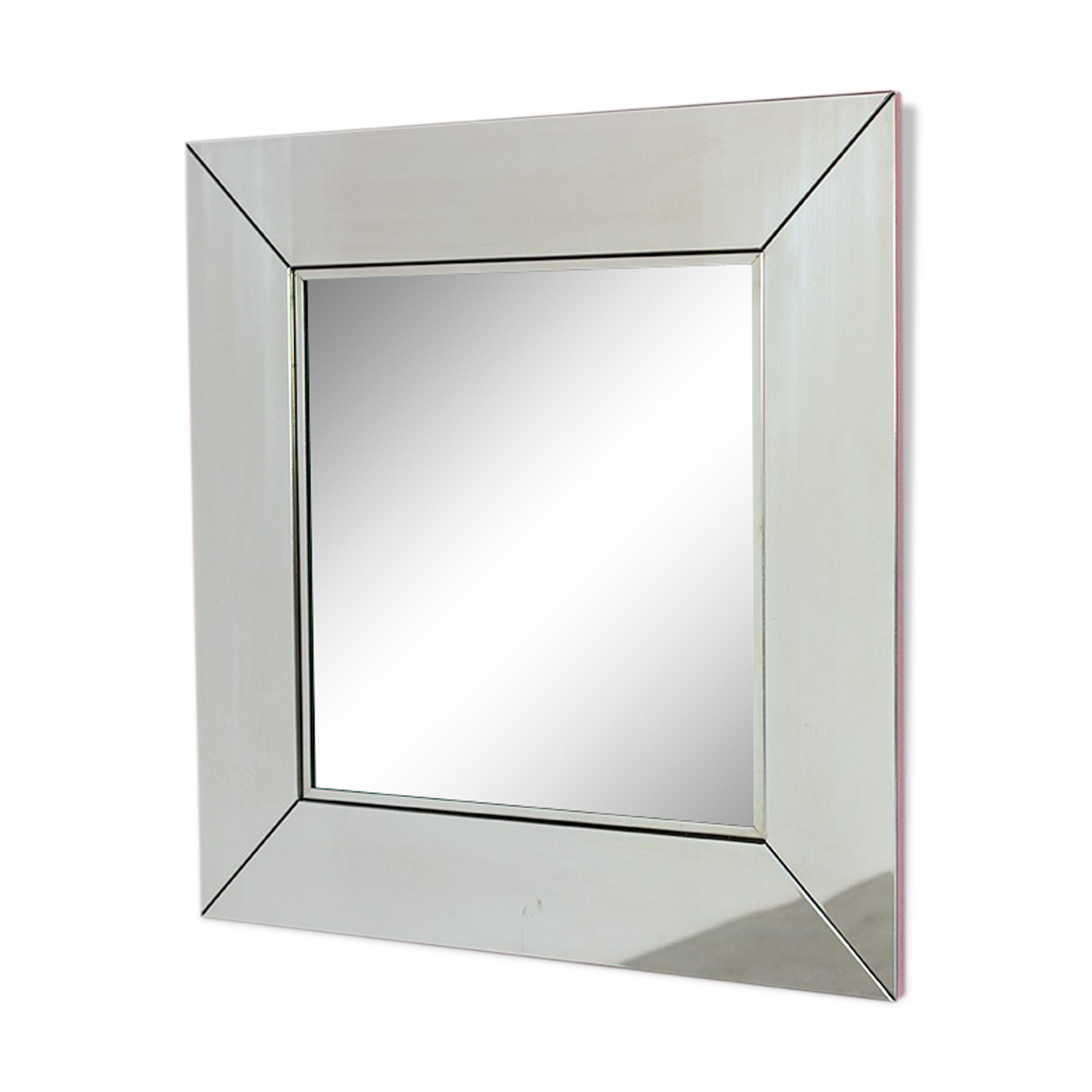 Miroir vintage chromé Cidue elementi d'arredo carré 1970 Italie