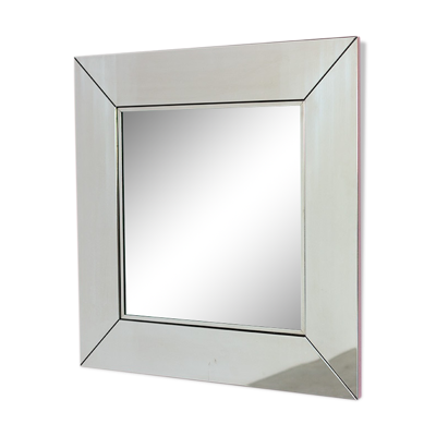 Miroir vintage chromé Cidue elementi d'arredo carré 1970 Italie