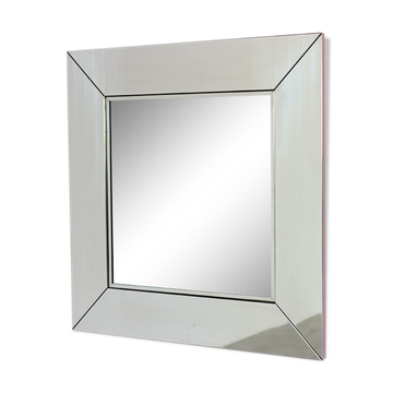 Vintage chrome mirror Cidue elementi d'arredo square 1970s Italy