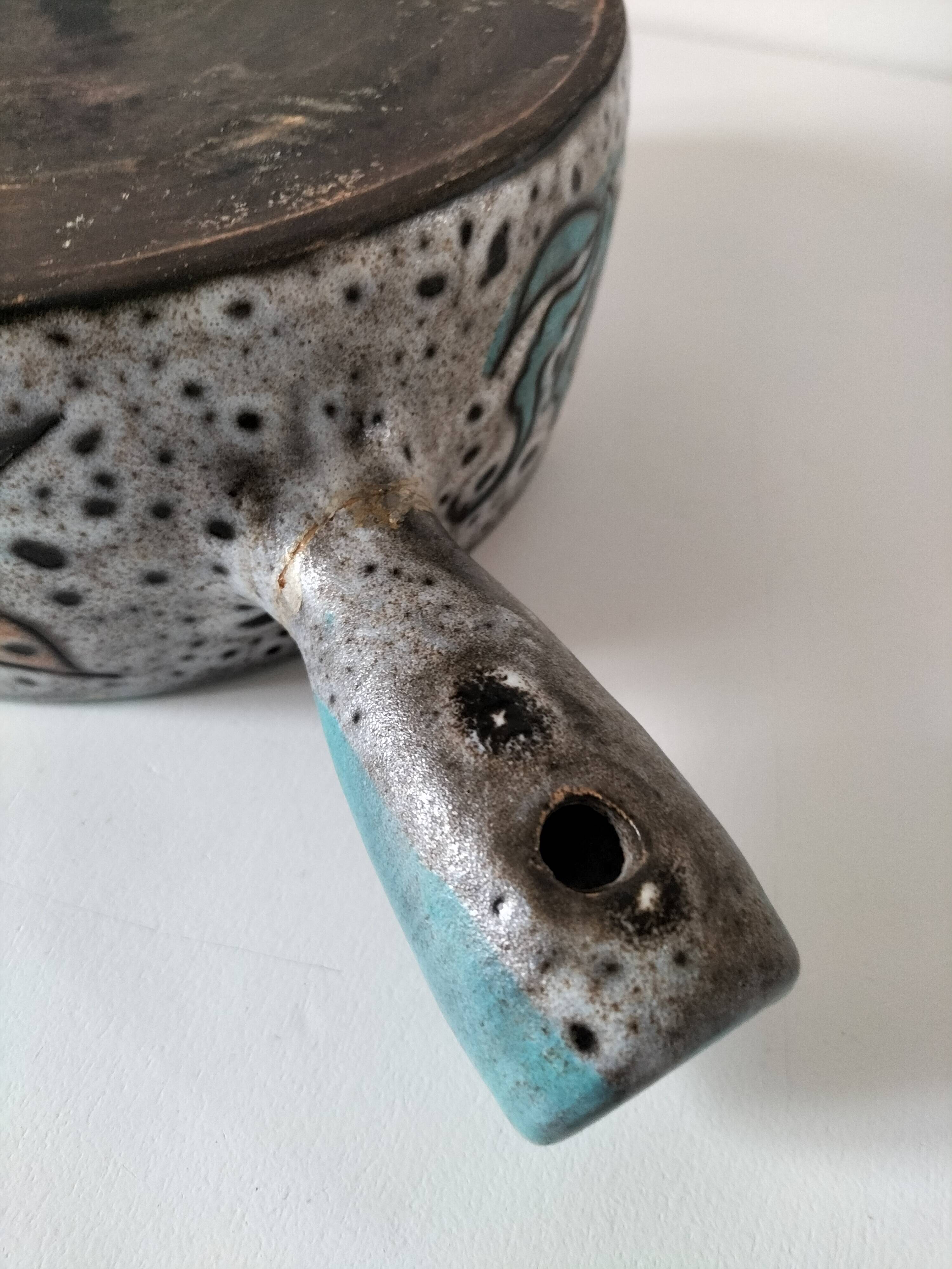 Italian ceramic dish with marine relief decoration from San Marino, 1960s-70s