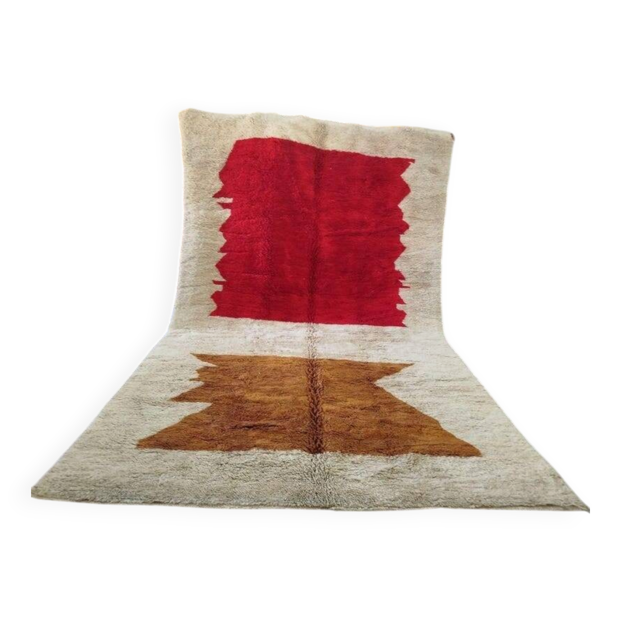 Moroccan Berber rug 300 × 200 cm – ecru, red and brown, graphic pattern