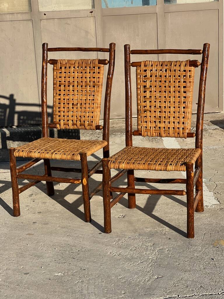Set of 10 chairs and 2 armchairs Old Hickory 1960