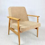 Beige boucle gfm63 lounge chair by J. Kedziorek, 1970s