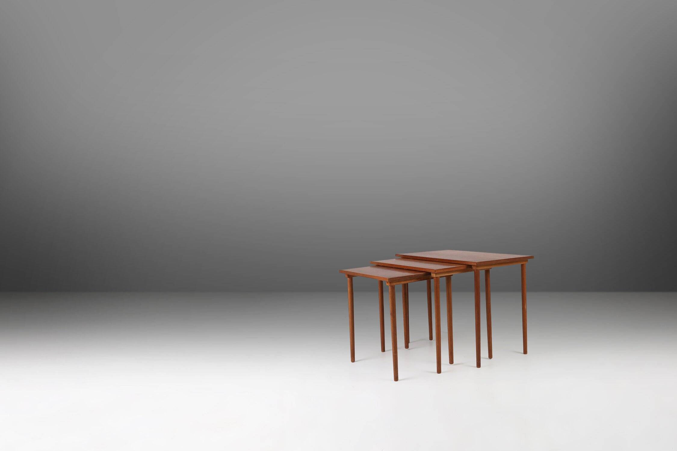 Set of 3 Scandinavian Teak Nesting Tables, Denmark 1960s
