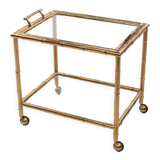Bar trolley made of metal with bamboo motif with removable tray, 1970s