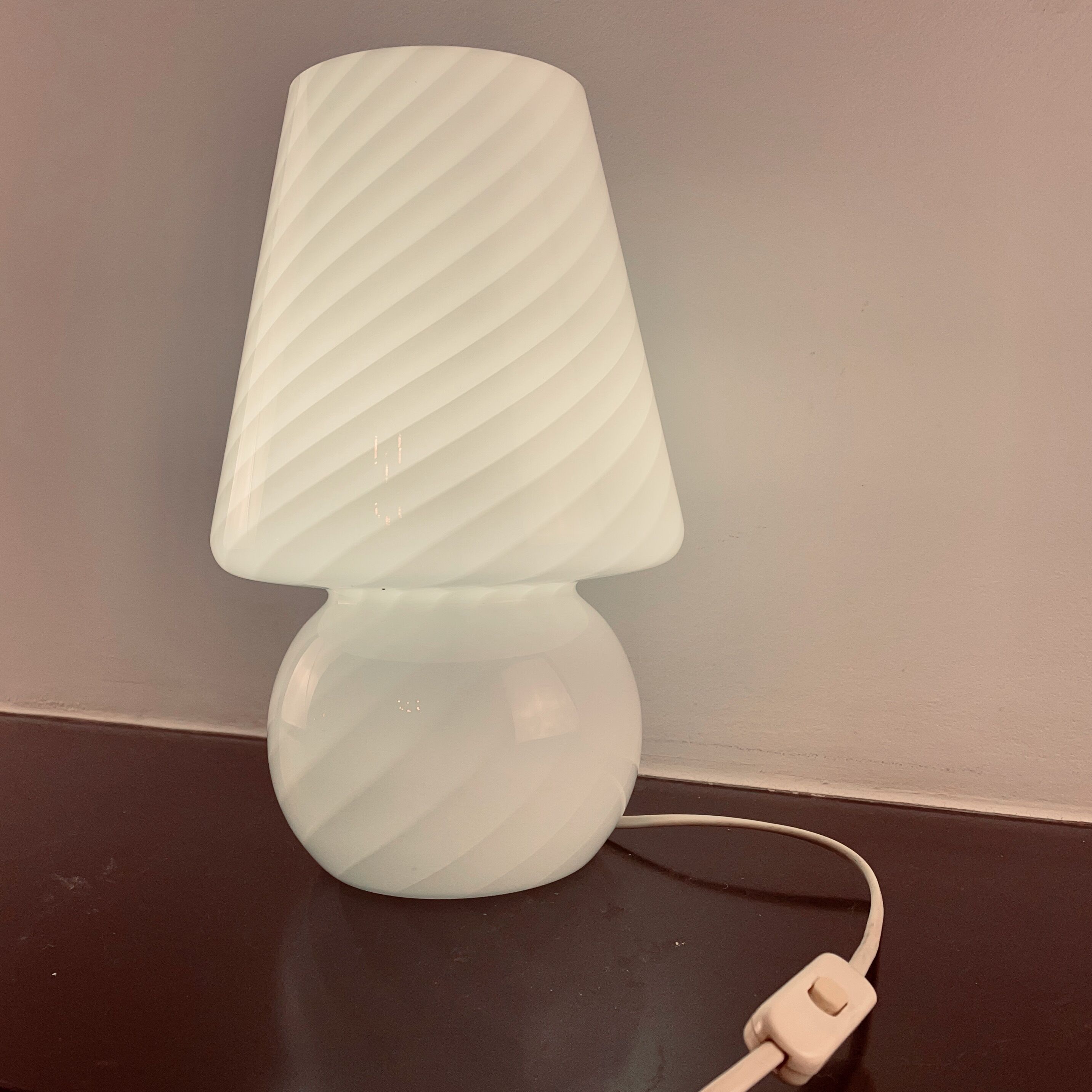 Murano glass mushroom lamp, Swirl, 1970