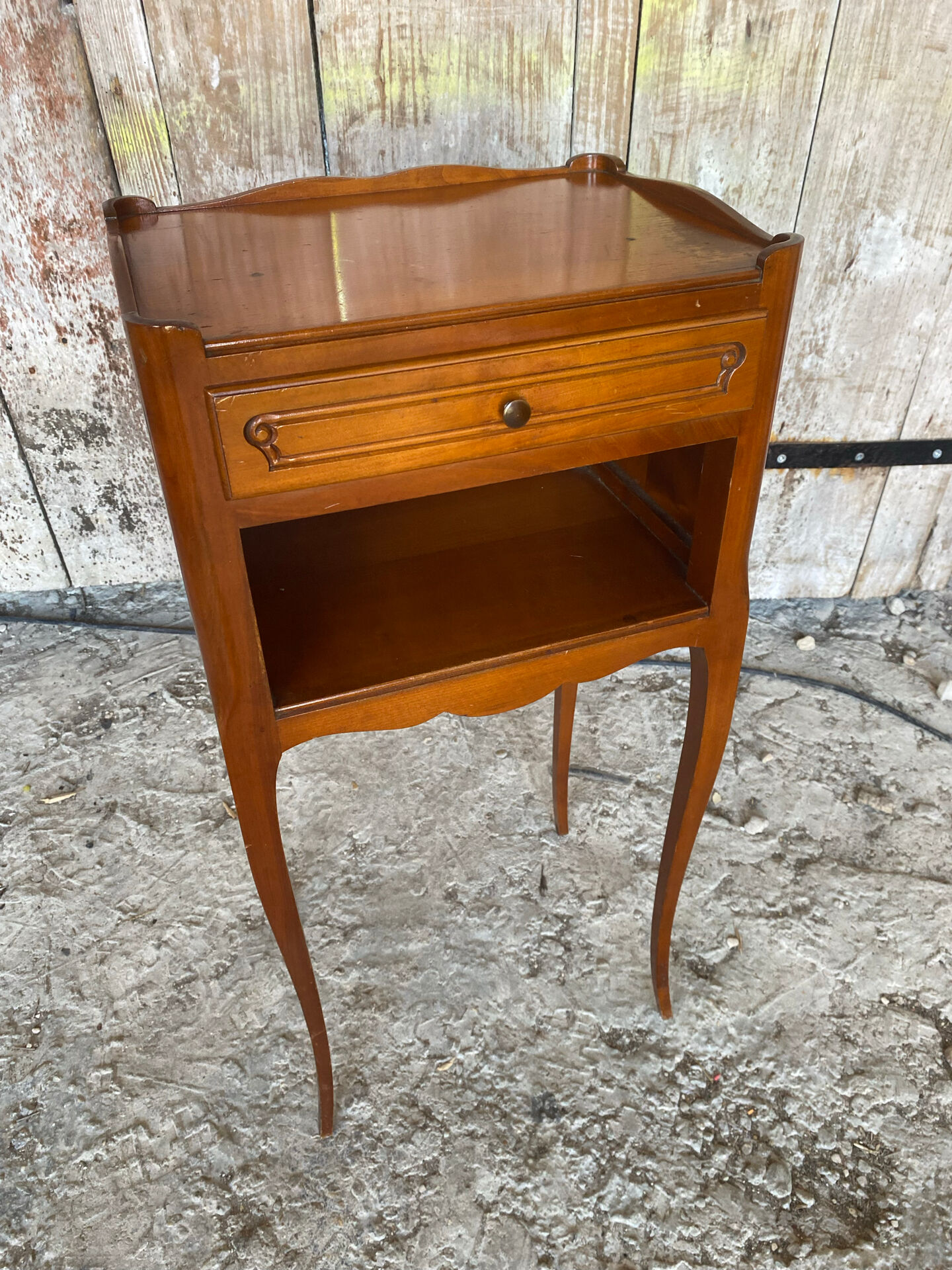 Antique nightstand louis xv style cherry wood drawer + vintage case