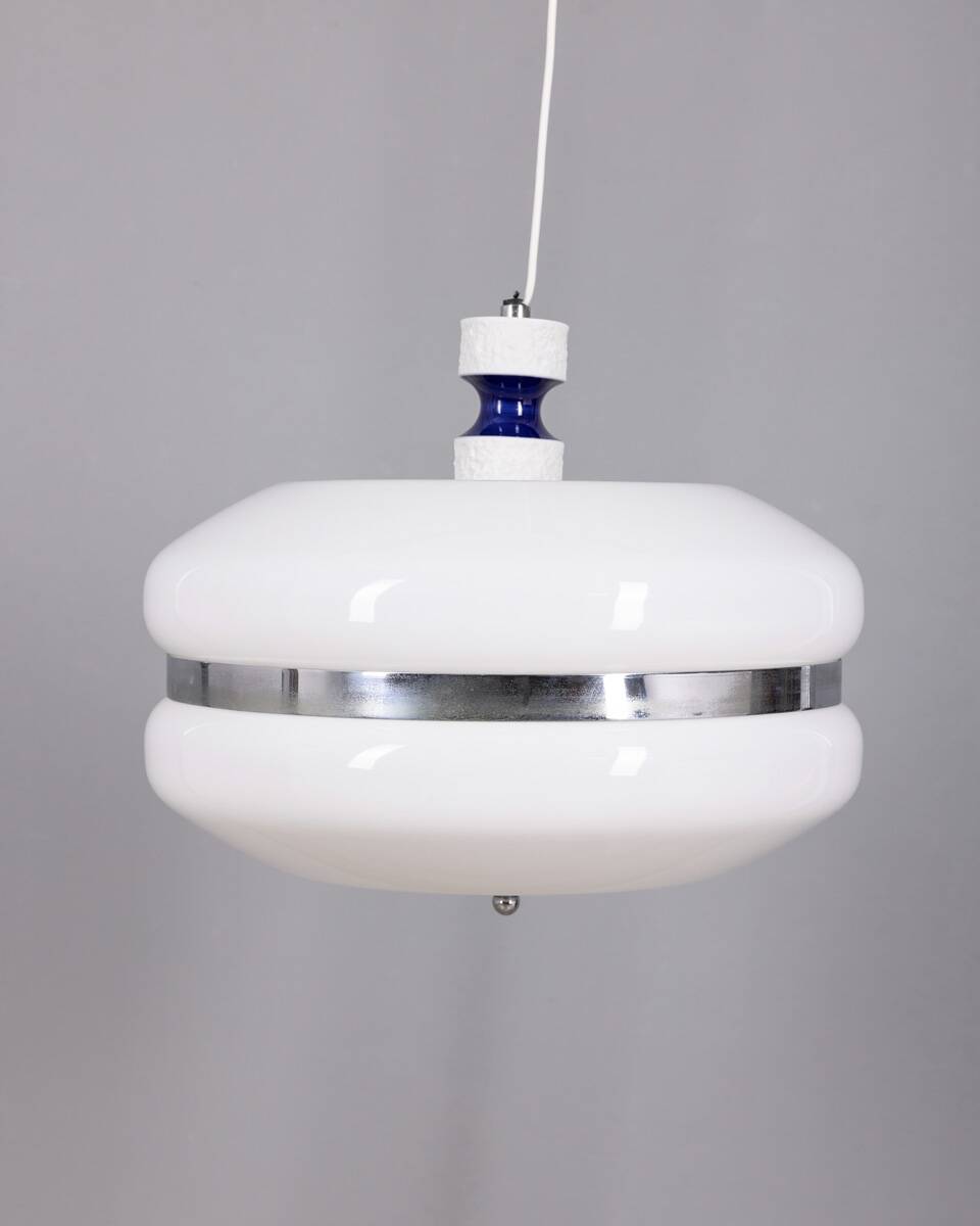Vintage 1970s white plastic chandelier, Italian design