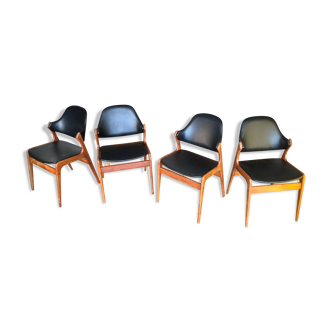 4 chaises danstrup scandinave Danemark 1960