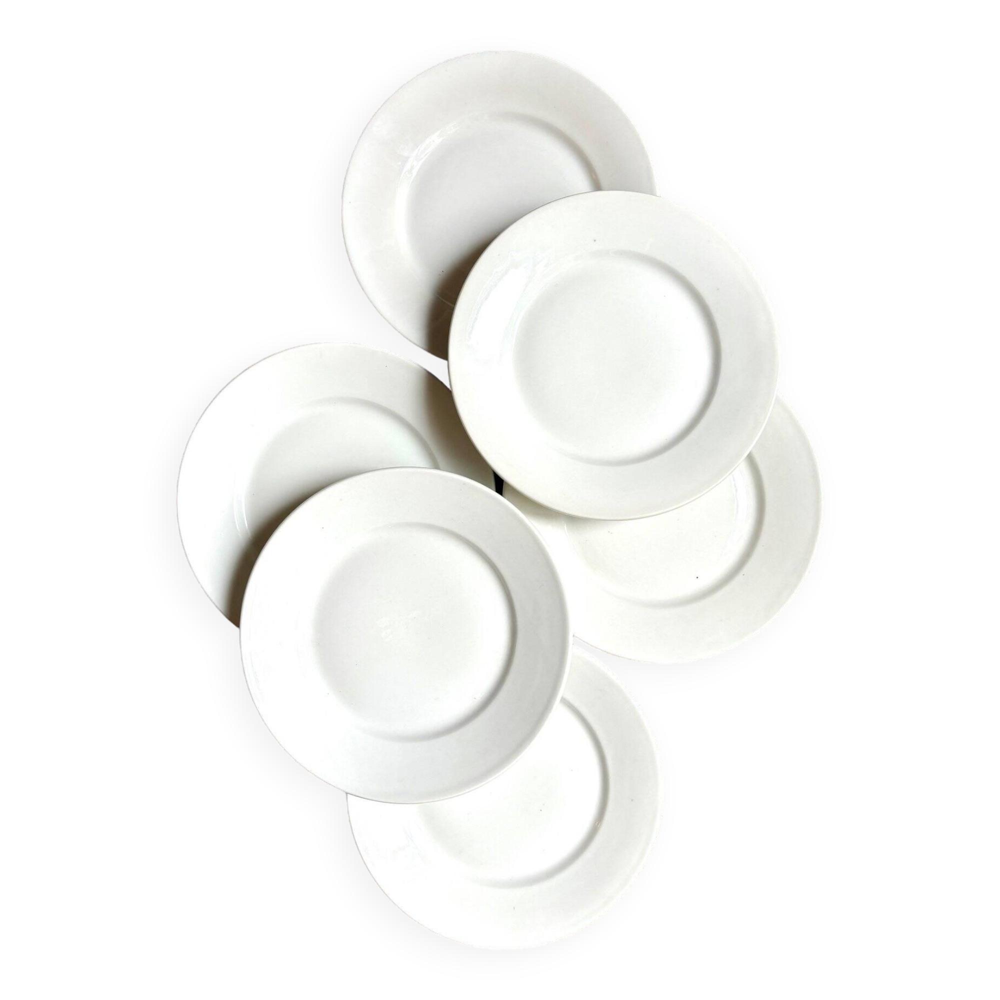 6 white porcelain flat plates