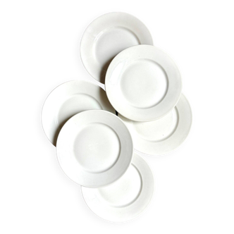 6 assiettes plates en porcelaine blanche