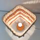 Orange ceramic lamp with vintage wool lampshade from the 70s