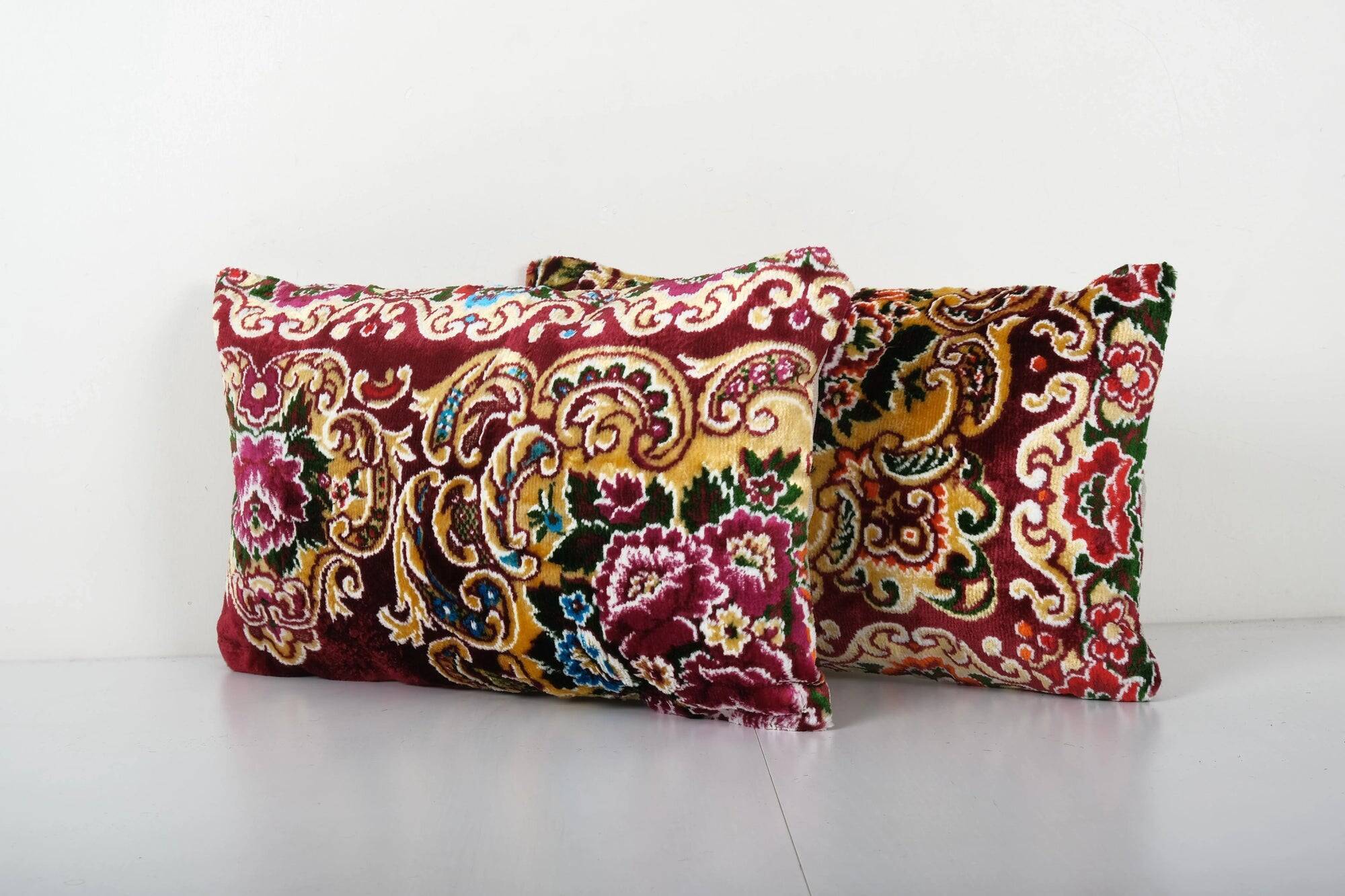Set of 2 vintage velvet cushion covers 30x46 cm