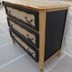 Solid wood 3 drawer chest of drawers in natural and black wood with drawer