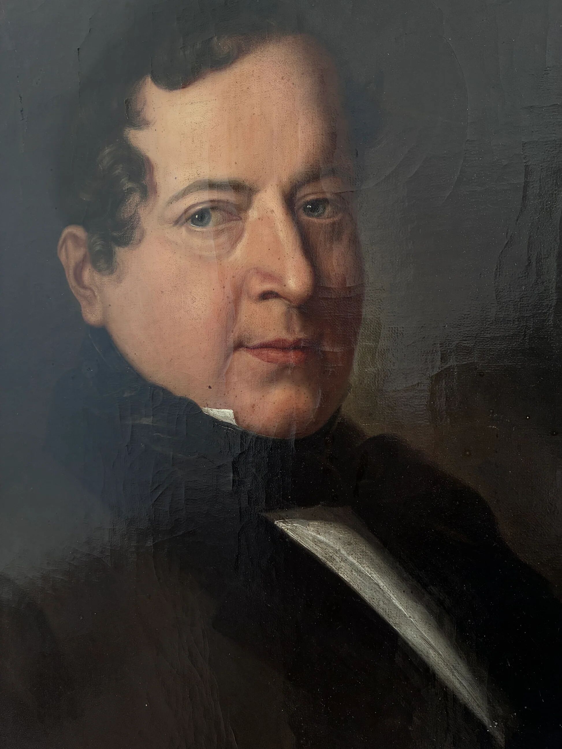 Antique original oil painting of a German opera tenor, large 19th century portrait