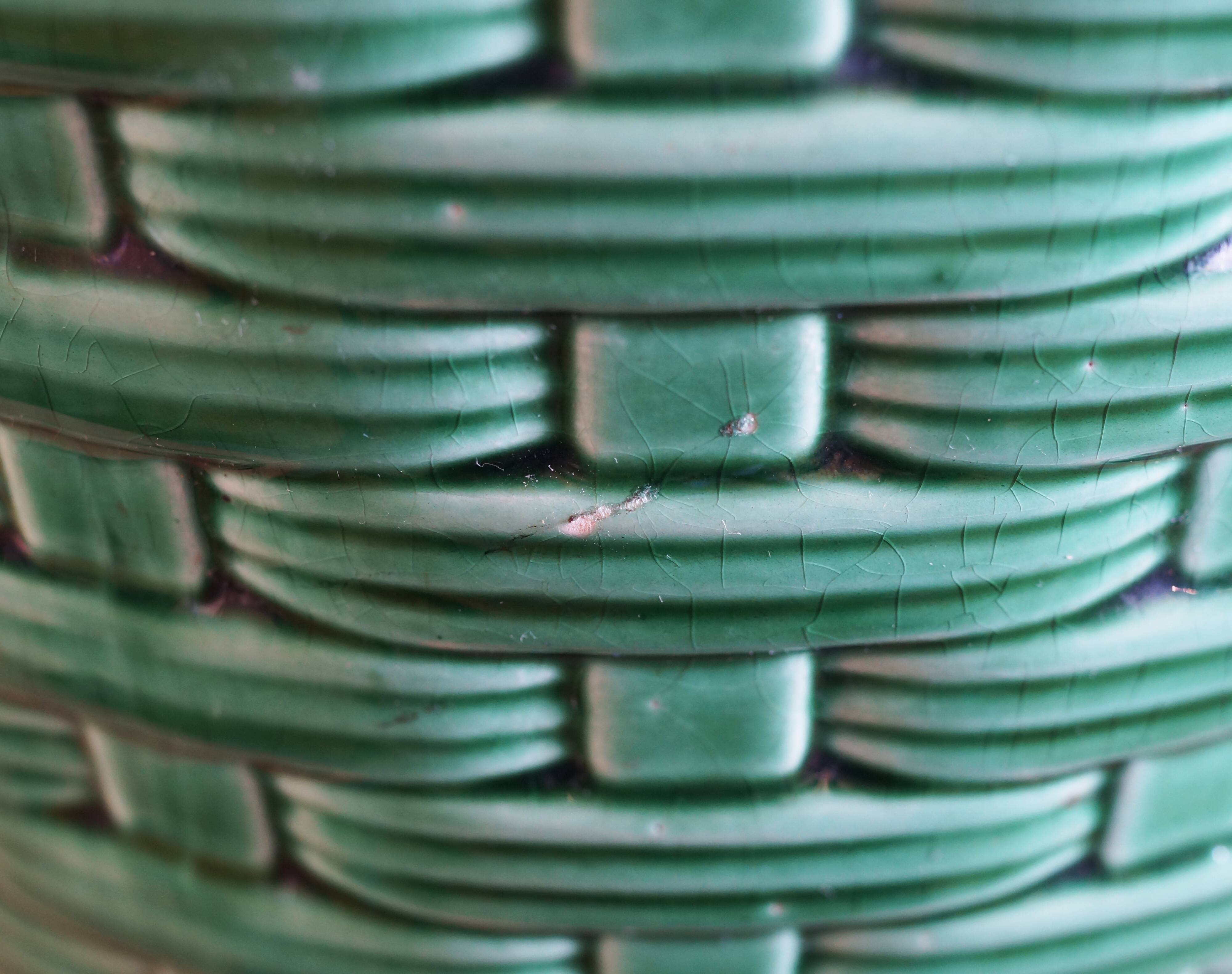 Large green Sarreguemines plant pot 1960s