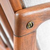 Fauteuil scandinave original Baczyk, années 1960, rénovation, beige, teck