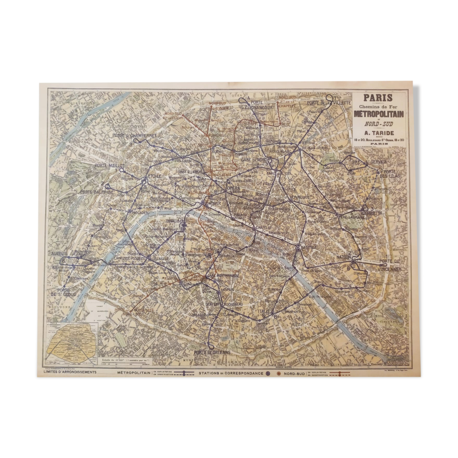 Map of the Paris Metro in 1920