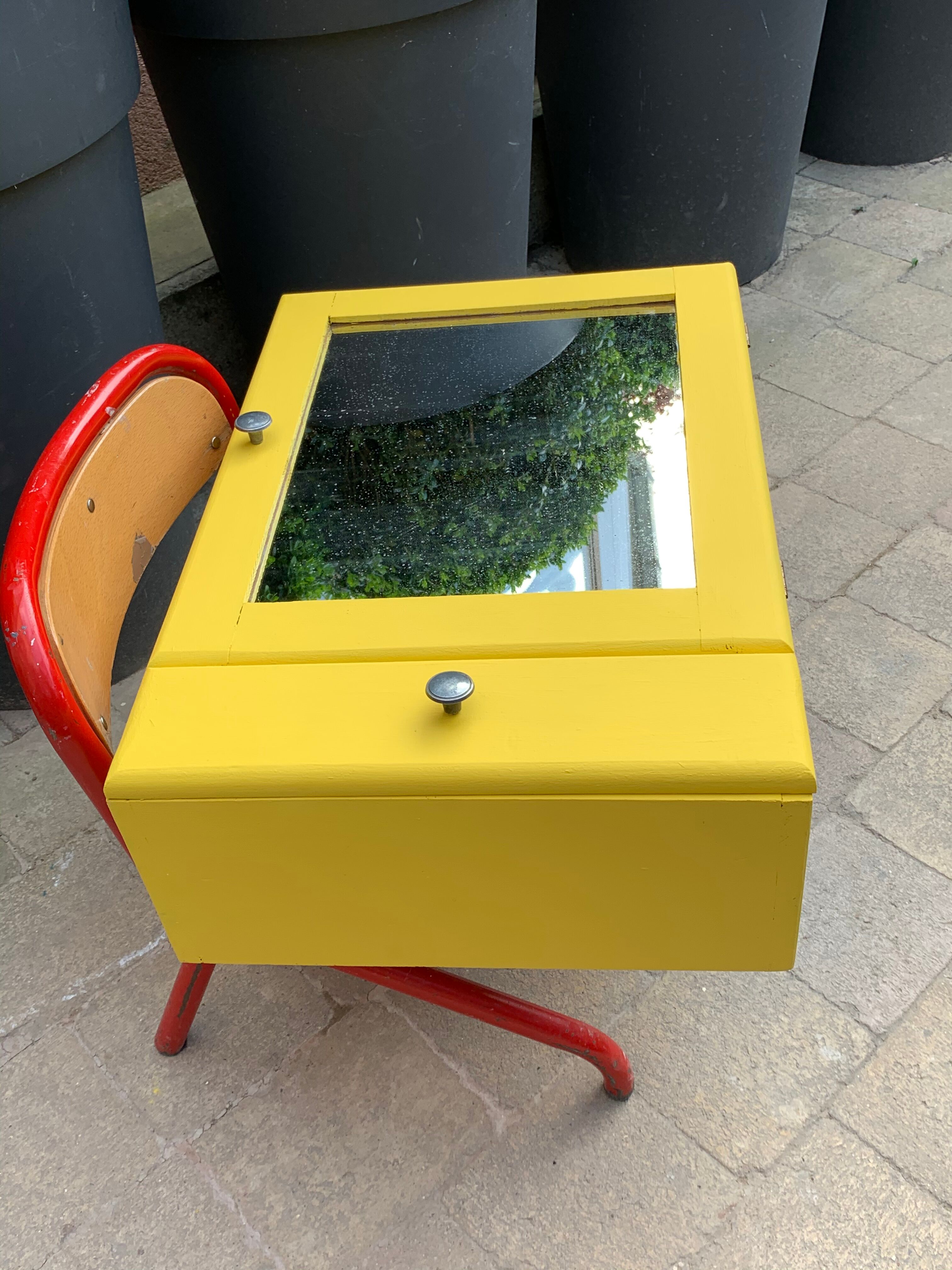 Powdered yellow medicine cabinet