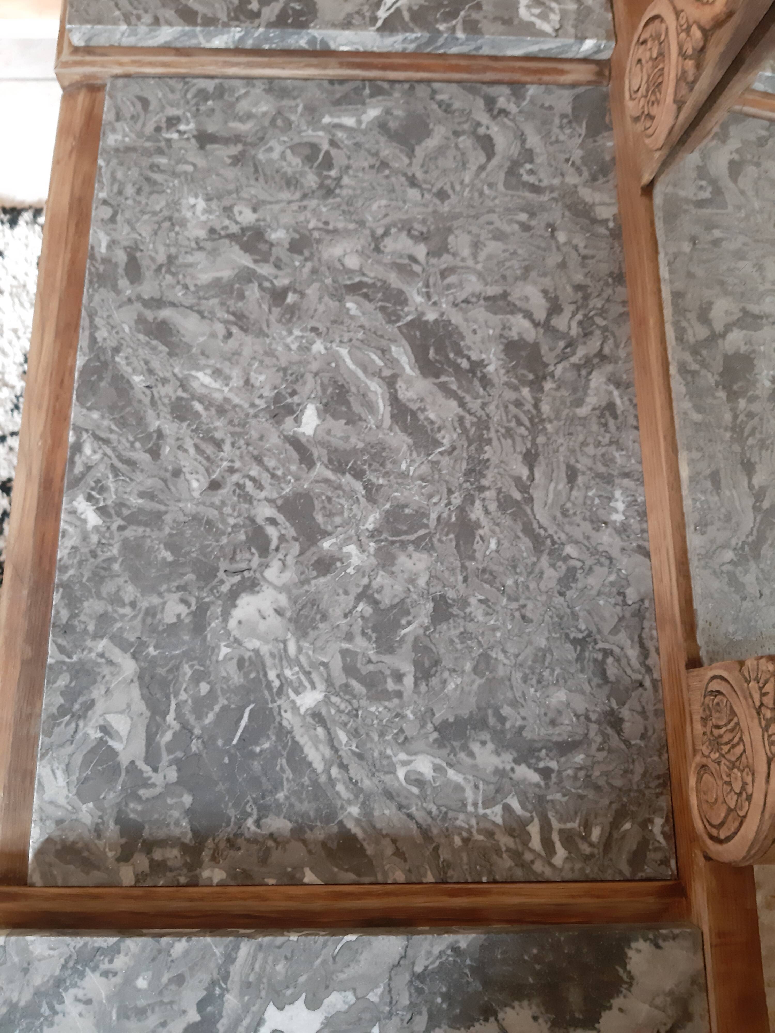 Pretty Art Deco hairdresser in marble and carved wood