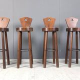 Mid century brutalist bar stools - set of 4, 1960s