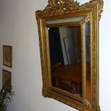 Miroir à parcloses en stuc doré XIXème siècle 89x130cm