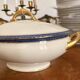 Large Soup Tureen Porcelain Limoges Blue Gold Betoule & Legrand France 1/2