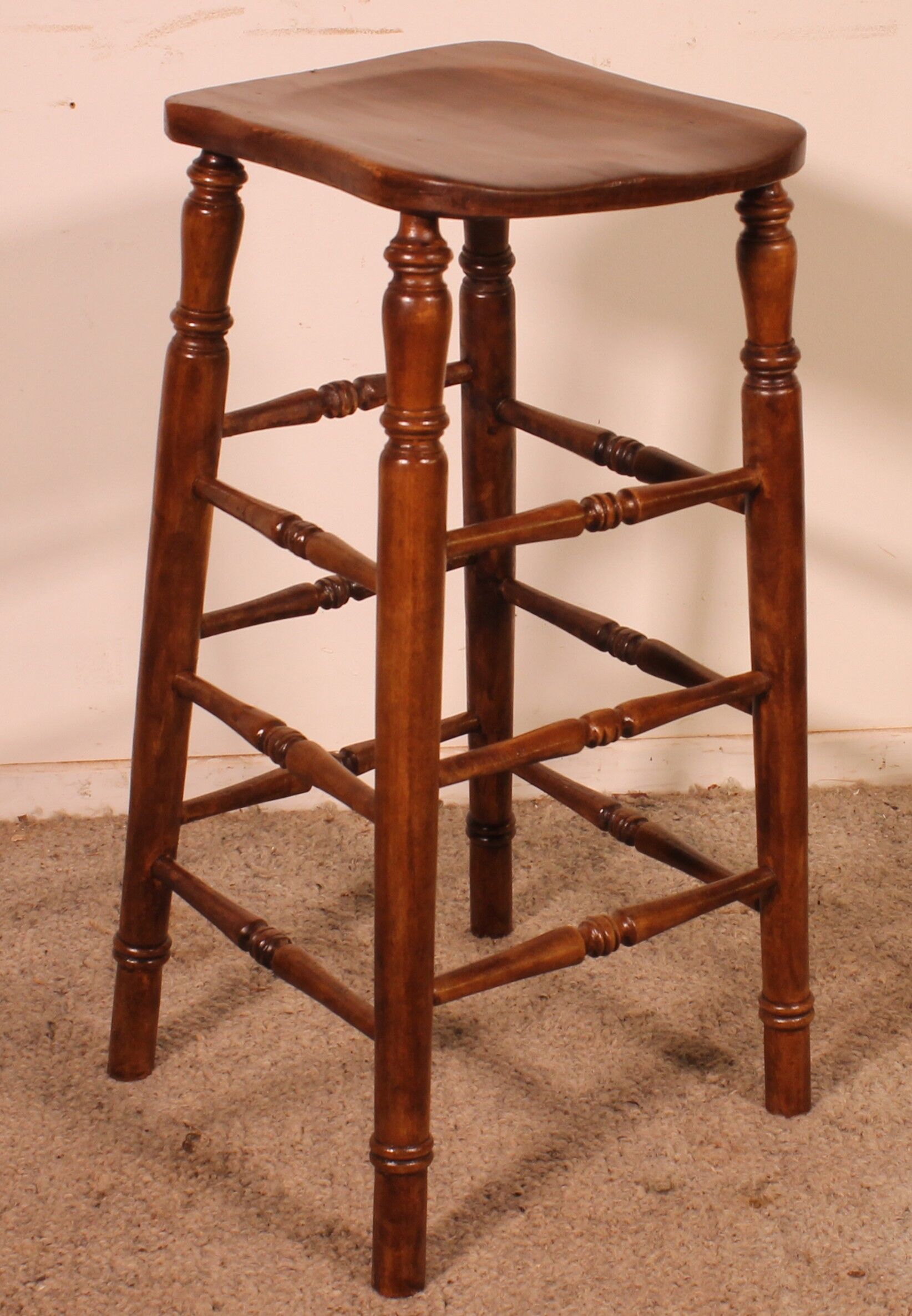 19th-century elm bar stool