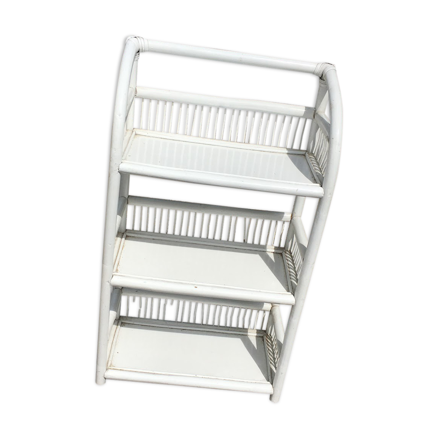 White rattan shelf cabinet