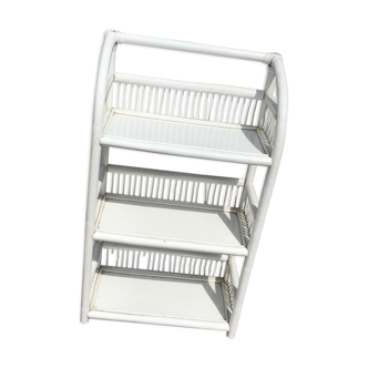 White rattan shelf cabinet