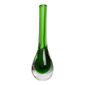 Green sommerso soliflor vase by Seguso, Murano, Italy, 1970