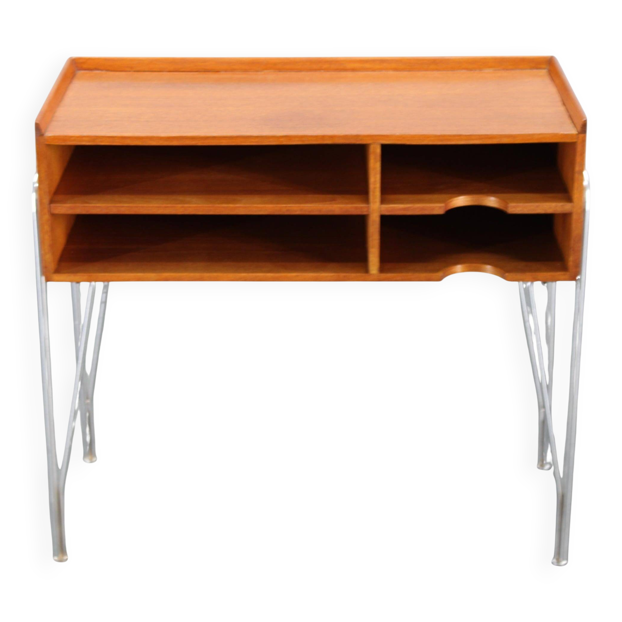 1960s Danish teak shelf cabinet with chrome plated legs