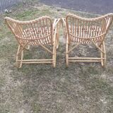 Fauteuils rotin design Louis Sognot